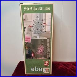 Mr. Christmas 24 Rotating Silver Tinsel Tree Retro Tabletop Christmas Decor