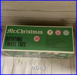 Mr Christmas 24 Rotating Tinsel Tree Silver Retro Vintage Style Ornaments New