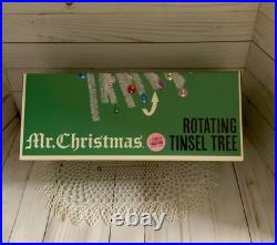 Mr Christmas 24 Rotating Tinsel Tree Silver Retro Vintage Style Ornaments New