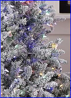 Mr. Christmas 5' Flocked LED Multi Function Lighted Tree With Alexa Compatible