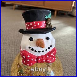 Mr Christmas Snowman Automated Snow Globe RARE RED BOW TIE Vtg Original Mr Christmas Snowman Automated Snow Globe RARE RED BOW TIE Vtg Original