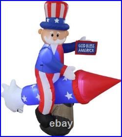 Multicolor 6 Foot Inflatable Uncle Sam Perfect for Independence Day Displays