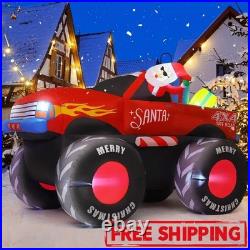Muñeco de nieve inflable para jardín con regalos en un camión con luces LED, NEW