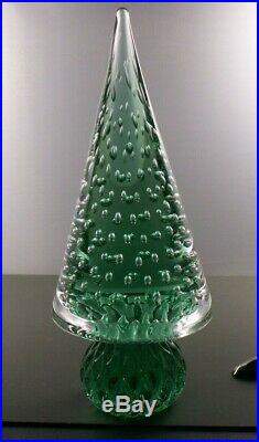 Murano Christmas Tree Green Bullicante Italian Bubbles Art Glass Perfect X-MAS