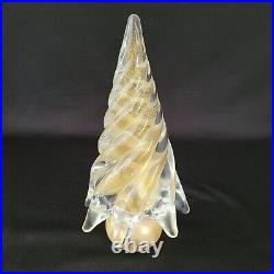 Murano Glass Cenedese 1980s Italian Modern 24K Gold Dust Twisted Tree Sculpture