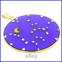 Murano Glass Millefiori Pendant Starry Night in Gold-Plated Frame 1-1/2in, New