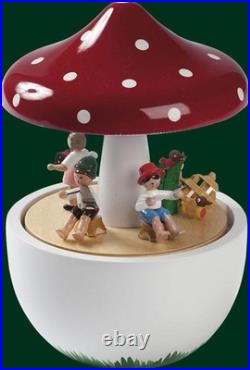 Music Box Mushroom Children’s Concert 18 Note Mechanism Seiffen Erzgebirge 08537