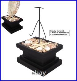 Mussels Clam Shell Carving Skulls + Premium Stand Wooden Base, Decorative Shells