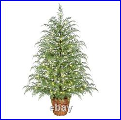 My Texas House 4FT Pre-Lit Cypress Pot Artificial Christmas Tree 4 Foot NEW