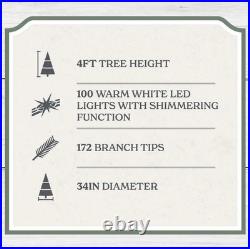 My Texas House 4FT Pre-Lit Cypress Pot Artificial Christmas Tree 4 Foot NEW