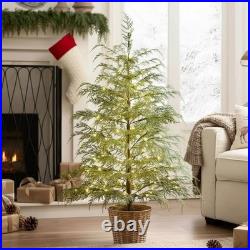 My Texas House 4FT Pre-Lit Cypress Pot Artificial Christmas Tree Warm White NEW