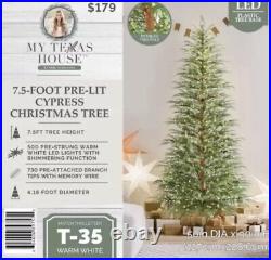 My Texas House 7.5FT Pre-Lit Cypress Tree Christmas 500 LED Lights Shimmering