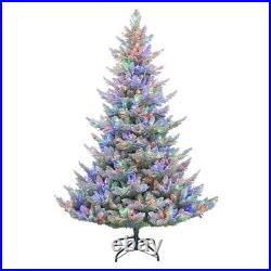 My Texas House 7.5-Foot Pre-Lit Green Flocked Arctic Fir Artificial Christmas