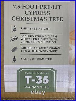 My Texas House 7.5 Ft Pre Lit Cypress Tree Christmas 500 LED Lights
