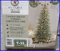 My Texas House 7.5 Ft Pre Lit Cypress Tree Christmas 500 LED Lights