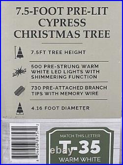 My Texas House 7.5 Ft Pre Lit Cypress Tree Christmas 500 LED Lights
