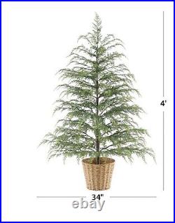 My Texas House NIB Potted 4FT Pre-Lit Cypress Tree 100 Twinkle LED Lights NIB