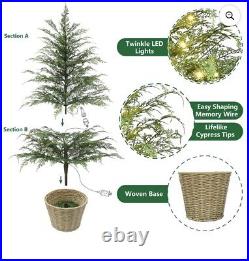 My Texas House Potted 4FT Pre-Lit Cypress Christmas Tree 100 LED Shimmer Lights