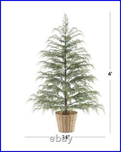 My Texas House Potted 4FT Pre-Lit Cypress Christmas Tree 100 LED Shimmer Lights