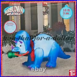 NEWRARE10' ft Inflatable Dinosaur-Animated Triceratops-Christmas-Airblown-Yard