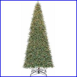NEW 12′ ft Pre Lit Artificial Pine Christmas Tree Hinged Tall Clear Lights Stand