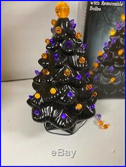 NEW 14 Mr Christmas Ceramic Haunted Black Halloween Tree Pumpkin LED Lighted