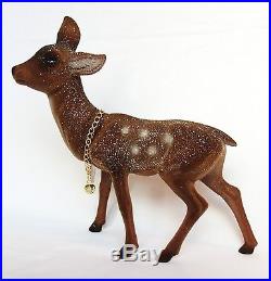 NEW 15 Ino Schaller Holiday Christmas Flocked Brown Felt Deer Decoration