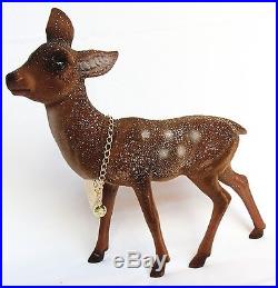 NEW 15 Ino Schaller Holiday Christmas Flocked Brown Felt Deer Decoration