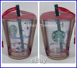 NEW 2015 1st Edition Starbucks Disneyland Cold, To Go Cup & Mugs Ornaments Set