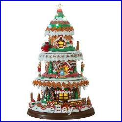 NEW 2019 Raz 16 3 Tiered LED Lighted Animated Gingerbread Scene 3916414