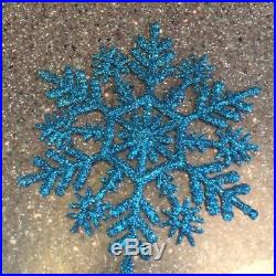 NEW 20 Blue Glitter Snowflake Ornaments Christmas Tree Decorations Teal Frozen