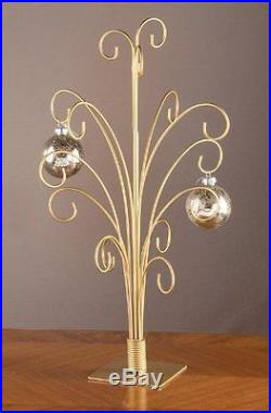 NEW 20 Gold Metal Ornament Display Tree Holds 15 ornaments