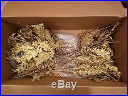 New 24 Large Christmas Tree Acanthus Leaf Picks Gold With Glitter