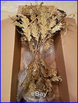 New 24 Large Christmas Tree Picks Stems Gold With Glitter