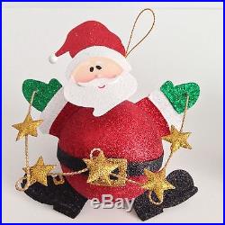 NEW 2 Christmas Tree Santa Snowman Glitter Ball Ornaments