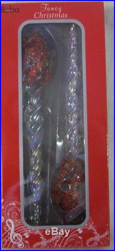 NEW 2 Red and Clear Icicle CHRISTMAS TREE ORNAMENTS 6 long Reba
