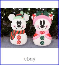 NEW 2ft Mickey and Minnie Mouse Disney Blow Mold Light Up Christmas