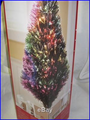 NEW-32 Tall Green Fiber Optic Christmas Tree-Gold Base-100 Tips-Changes Colors