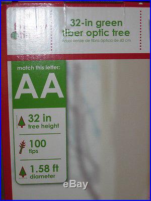 NEW-32 Tall Green Fiber Optic Christmas Tree-Gold Base-100 Tips-Changes Colors