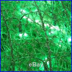 NEW 36 Green Tinsel Wreath Red Bow LED Mini Lights Outdoor Christmas Decoration