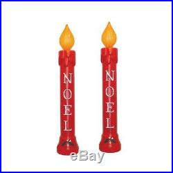 NEW 39 Set of 2 Red NOEL Candle Blow Mold Outdoor Christmas Home Decor 77330