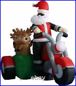 NEW 5.5 ft. Long Santa Motorcycle Reindeer Airblown Inflatable Christmas Lighted