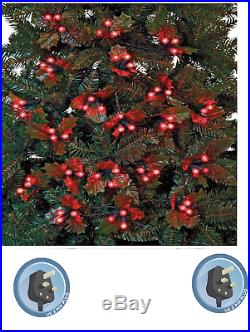 NEW 60 Holly & Berry Red LED Christmas Tree String Fairy Lights 4.5m Free P&P