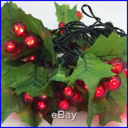 NEW 60 Holly & Berry Red LED Christmas Tree String Fairy Lights 4.5m Free P&P