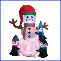 NEW 6ft Christmas Inflatable Penguins Making Snowman Lighted Yard Decor Outdoor