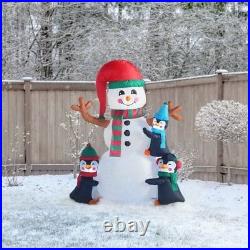 NEW 6ft Christmas Inflatable Penguins Making Snowman Lighted Yard Decor Outdoor