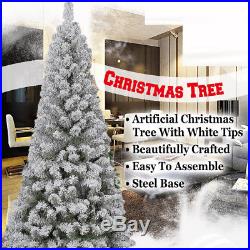 NEW 7FT WHITE SNOW FLOCKED PVC Artificial Christmas Tree Unlit withMetal Legs Xmas