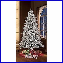 NEW 7.5' PreLit Flocked Winter Fir Artificial Christmas Tree White Snow Lights