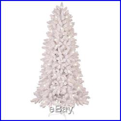NEW 7.5' Prelit White Flocked Vermont Pine Christmas Tree LED Color Choice NIB
