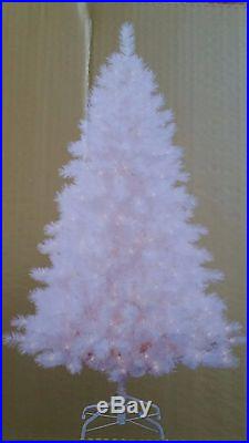 NEW 7 FT Jaclyn Smith Glacier White Pine PreLit Christmas Tree Clear Lights